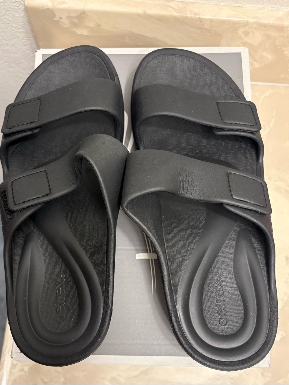 Aetrex Women’s  Adjustable Black Slide Sandals